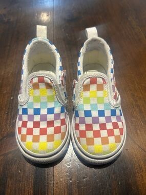 Vans Kids Rainbow Check Classic Slip-On Sneakers - White